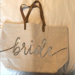 Bride Sequin Beige Tote Bag